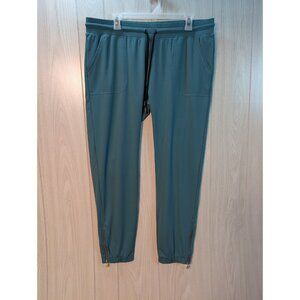 Zyia Active Peak Joggers Womens XXL Blue Ankle Zip Gold Zippers Drawstrings